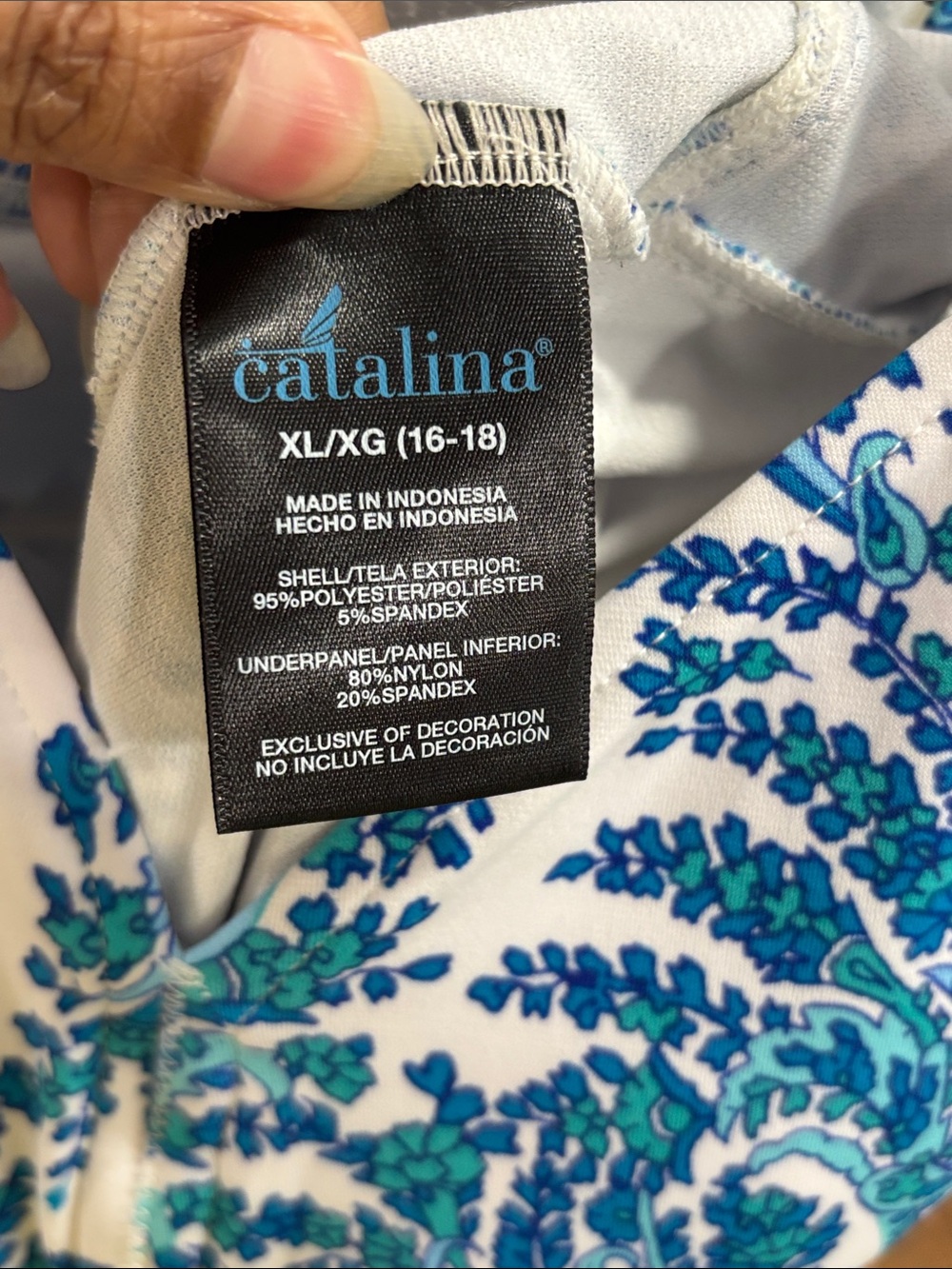 Catalina Blue & White Printed Swimdress size XL - Picture 5 of 7